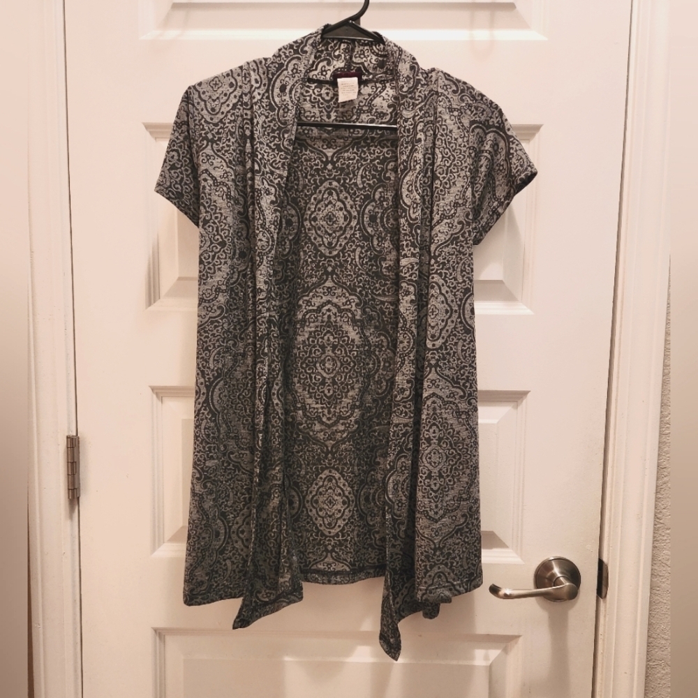 AGENDA Open See-Through Paisley Cardigan